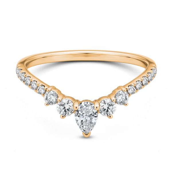 18k Rose Gold 18k Rose Gold V-shaped Diamond Wedding Band - Flat View -  107716 - Thumbnail