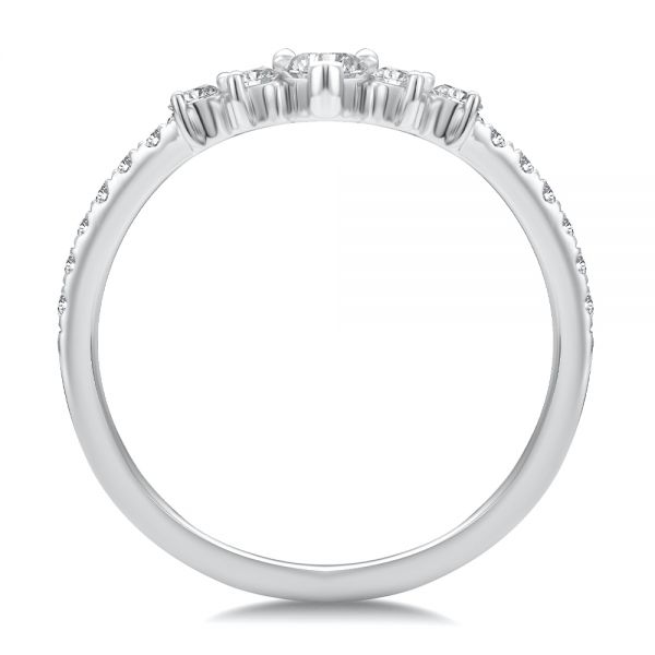 14k White Gold V-shaped Diamond Wedding Band - Front View - 107716