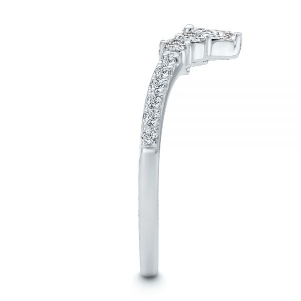 14k White Gold V-shaped Diamond Wedding Band - Side View - 107716
