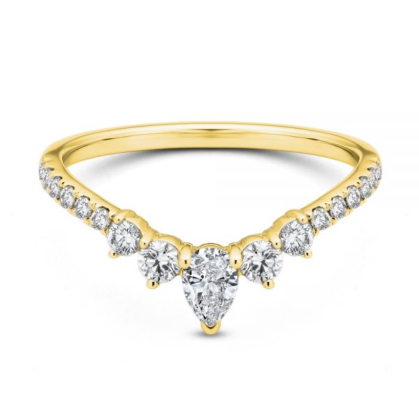 18k Yellow Gold 18k Yellow Gold V-shaped Diamond Wedding Band - Flat View -  107716 - Thumbnail
