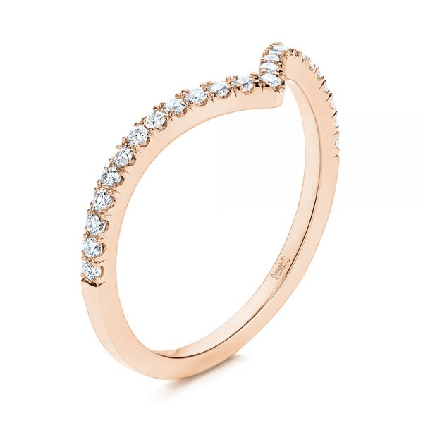 18k Rose Gold 18k Rose Gold V-shaped Diamond Wedding Ring - Three-Quarter View -  106360