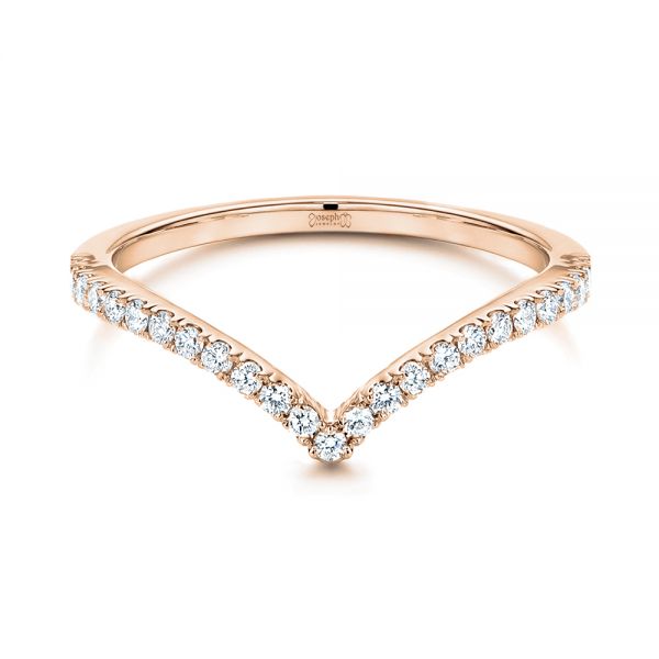 18k Rose Gold 18k Rose Gold V-shaped Diamond Wedding Ring - Flat View -  106360
