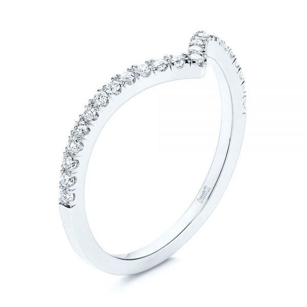 14k White Gold 14k White Gold V-shaped Diamond Wedding Ring - Three-Quarter View -  106360