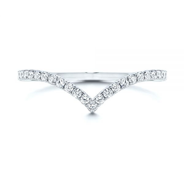 14k White Gold 14k White Gold V-shaped Diamond Wedding Ring - Top View - 106360