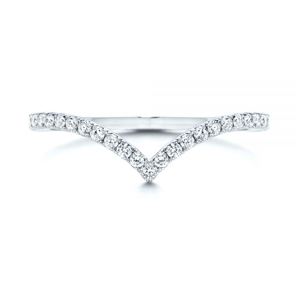 18k White Gold 18k White Gold V-shaped Diamond Wedding Ring - Top View -  106360