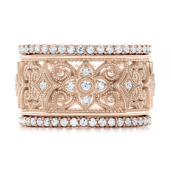 18k Rose Gold 18k Rose Gold Vintage Diamond Stackable Eternity Band - Front View -  101913