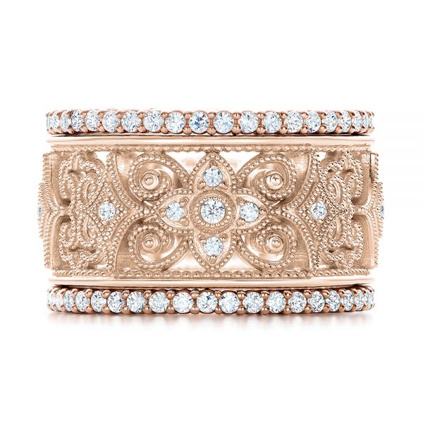 18k Rose Gold 18k Rose Gold Vintage Diamond Stackable Eternity Band - Front View - 101913