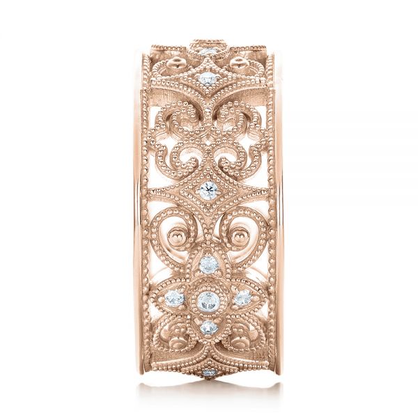 18k Rose Gold 18k Rose Gold Vintage Diamond Stackable Eternity Band - Side View - 101913