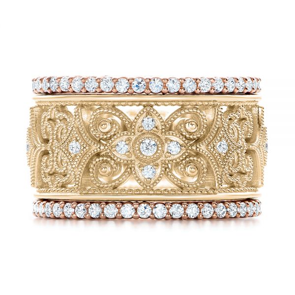 18k Yellow Gold 18k Yellow Gold Vintage Diamond Stackable Eternity Band - Front View -  101913