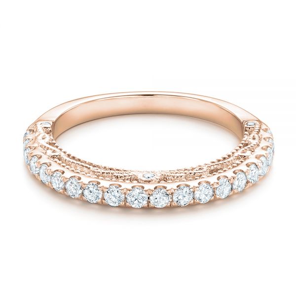 14k Rose Gold 14k Rose Gold Vintage Diamond Wedding Band - Flat View - 102551