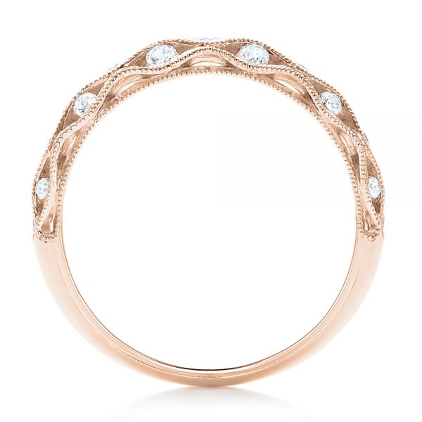 14k Rose Gold 14k Rose Gold Vintage Diamond Wedding Band - Front View - 102531