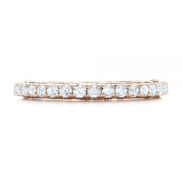 14k Rose Gold 14k Rose Gold Vintage Diamond Wedding Band - Top View - 102551