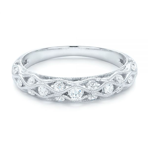  Platinum Platinum Vintage Diamond Wedding Band - Flat View -  102531