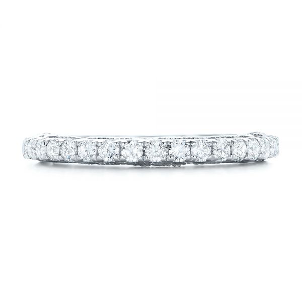 18k White Gold Vintage Diamond Wedding Band - Top View -  102551