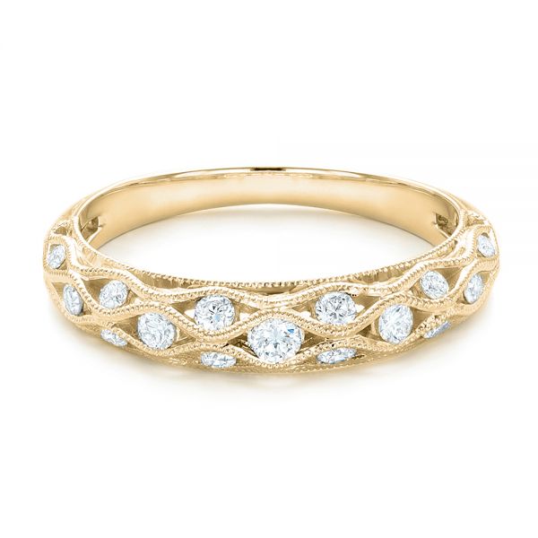 18k Yellow Gold 18k Yellow Gold Vintage Diamond Wedding Band - Flat View - 102531