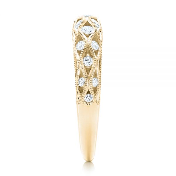 18k Yellow Gold 18k Yellow Gold Vintage Diamond Wedding Band - Side View - 102531