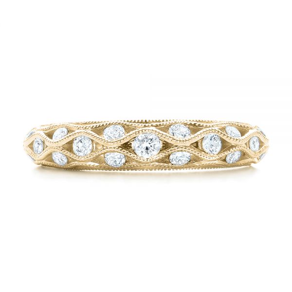 18k Yellow Gold 18k Yellow Gold Vintage Diamond Wedding Band - Top View - 102531