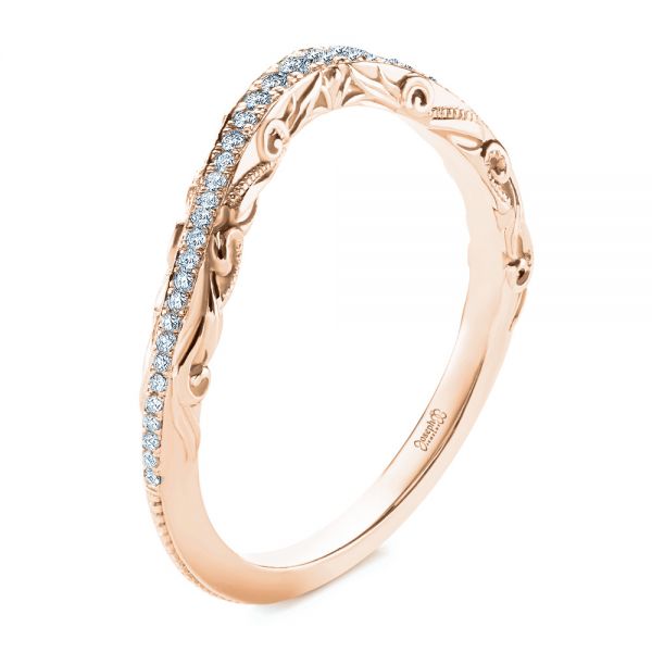 14k Rose Gold 14k Rose Gold Vintage Inspired Diamond Wedding Band - Three-Quarter View -  107270 - Thumbnail