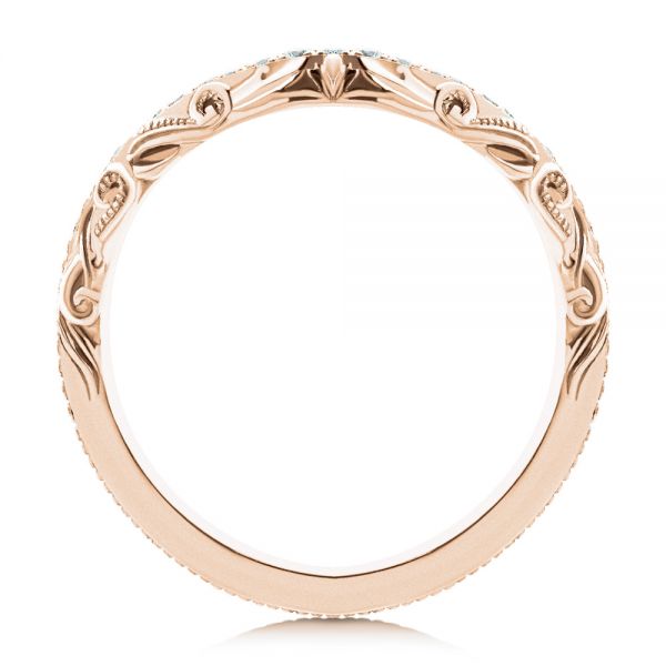 18k Rose Gold 18k Rose Gold Vintage Inspired Diamond Wedding Band - Front View - 107270
