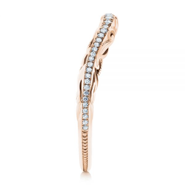 18k Rose Gold 18k Rose Gold Vintage Inspired Diamond Wedding Band - Side View -  107270 - Thumbnail