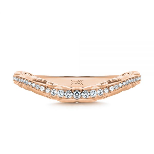 18k Rose Gold 18k Rose Gold Vintage Inspired Diamond Wedding Band - Top View - 107270