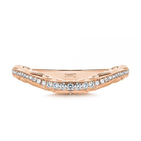 14k Rose Gold 14k Rose Gold Vintage Inspired Diamond Wedding Band - Top View -  107270 - Thumbnail