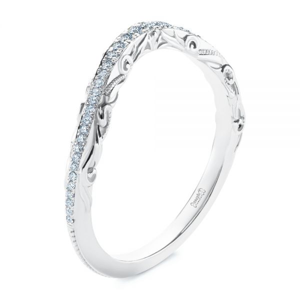  Platinum Platinum Vintage Inspired Diamond Wedding Band - Three-Quarter View -  107270