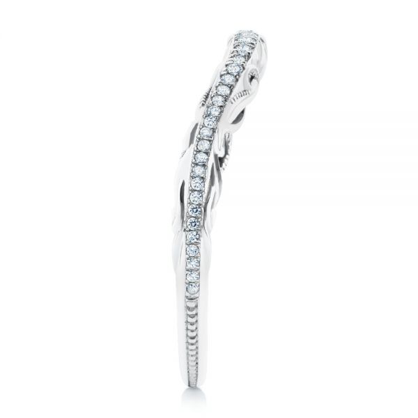 14k White Gold Vintage Inspired Diamond Wedding Band - Side View - 107270