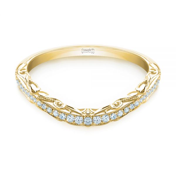 18k Yellow Gold 18k Yellow Gold Vintage Inspired Diamond Wedding Band - Flat View - 107270
