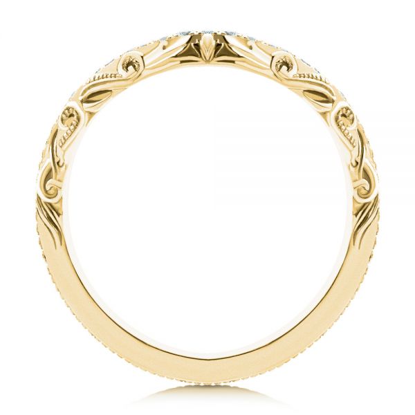 18k Yellow Gold 18k Yellow Gold Vintage Inspired Diamond Wedding Band - Front View - 107270
