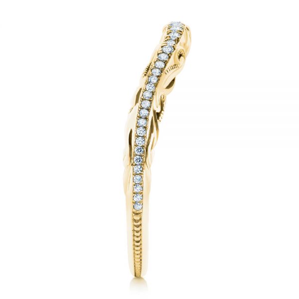 18k Yellow Gold 18k Yellow Gold Vintage Inspired Diamond Wedding Band - Side View -  107270 - Thumbnail