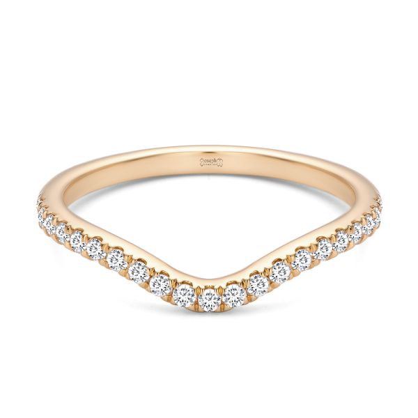 18k Rose Gold 18k Rose Gold Wavy Diamond Wedding Band - Flat View - 107874