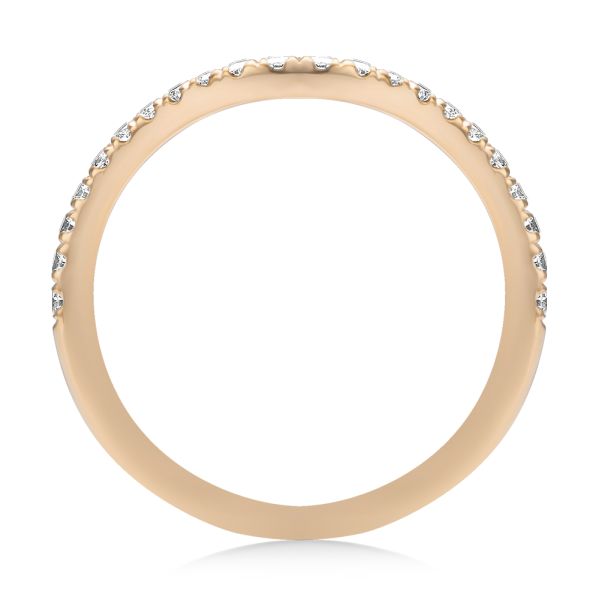 18k Rose Gold 18k Rose Gold Wavy Diamond Wedding Band - Front View - 107874