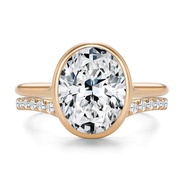 18k Rose Gold 18k Rose Gold Wavy Diamond Wedding Band - Top View - 107874