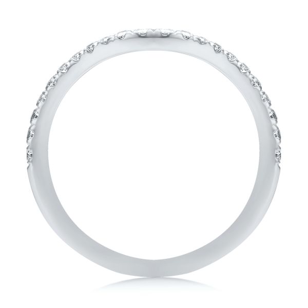 14k White Gold 14k White Gold Wavy Diamond Wedding Band - Front View - 107874