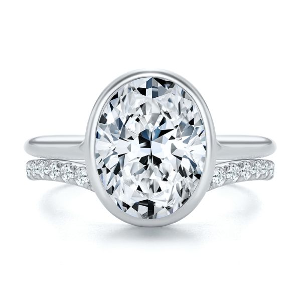 14k White Gold 14k White Gold Wavy Diamond Wedding Band - Top View - 107874