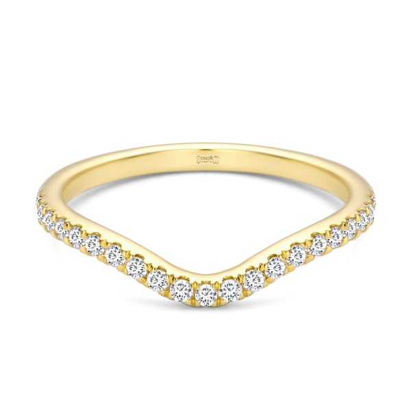 14k Yellow Gold Wavy Diamond Wedding Band - Flat View - 107874