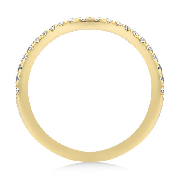 14k Yellow Gold Wavy Diamond Wedding Band - Front View - 107874