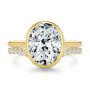 14k Yellow Gold Wavy Diamond Wedding Band - Top View -  107874 - Thumbnail