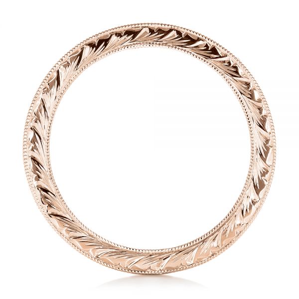 14k Rose Gold 14k Rose Gold Hand Engraved Wedding Band - Front View -  102436