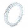 14k White Gold Hand Engraved Wedding Band - Three-Quarter View -  102436 - Thumbnail