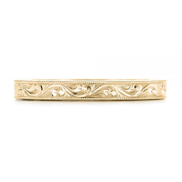 18k Yellow Gold 18k Yellow Gold Hand Engraved Wedding Band - Top View -  102436