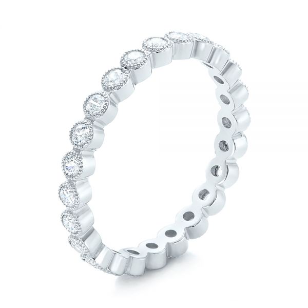 18k White Gold Stackable Diamond Eternity Band - Three-Quarter View -  101904