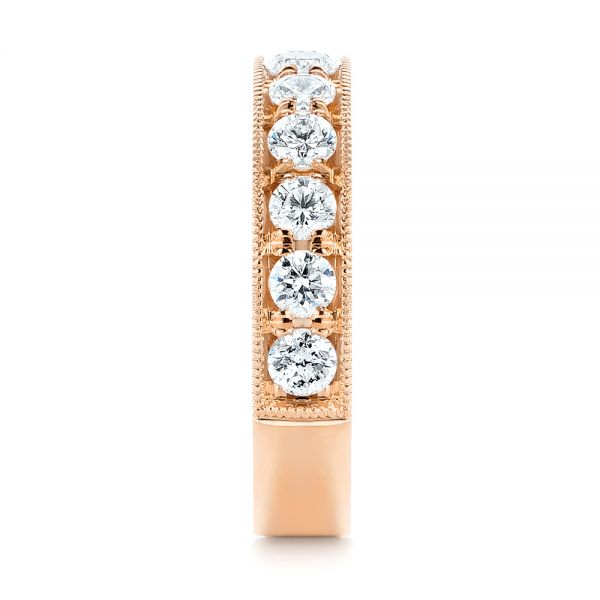 14k Rose Gold 14k Rose Gold Wide Diamond Wedding Band - Side View - 106120