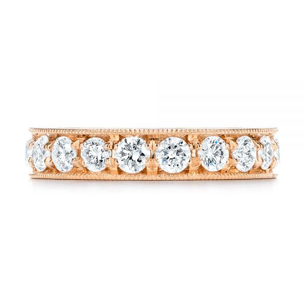 14k Rose Gold 14k Rose Gold Wide Diamond Wedding Band - Top View - 106120