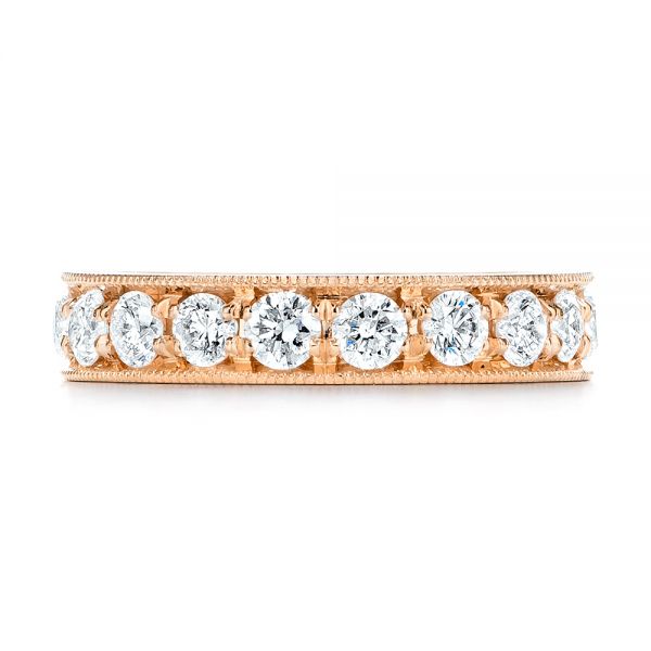 18k Rose Gold 18k Rose Gold Wide Diamond Wedding Band - Top View -  106120 - Thumbnail