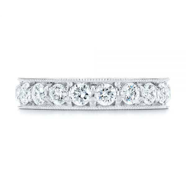 18k White Gold 18k White Gold Wide Diamond Wedding Band - Top View -  106120 - Thumbnail