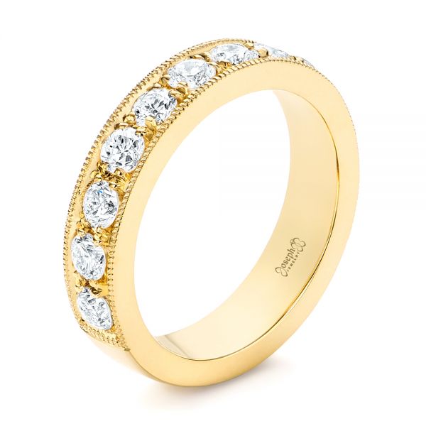 14k Yellow Gold Wide Diamond Wedding Band