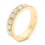 18k Yellow Gold Wide Diamond Wedding Band - Three-Quarter View -  106120 - Thumbnail