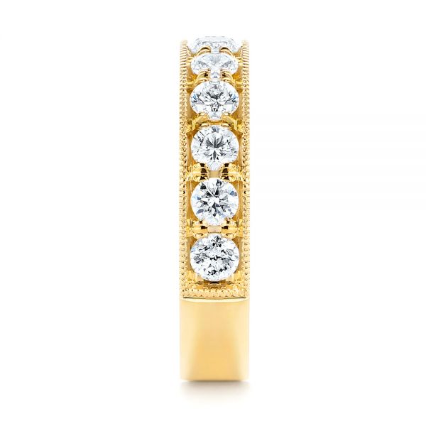 18k Yellow Gold Wide Diamond Wedding Band - Side View -  106120 - Thumbnail